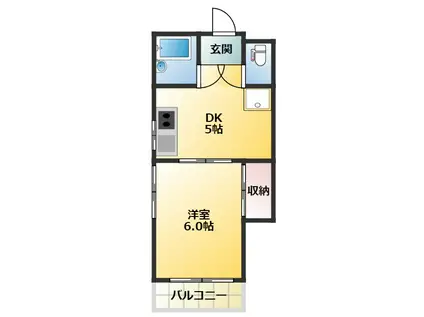 SSKビル(1DK/5階)の間取り写真