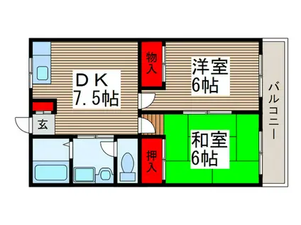 うちやまコーポ(2DK/1階)の間取り写真