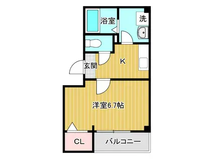 グリーンハウス(1K/2階)の間取り写真