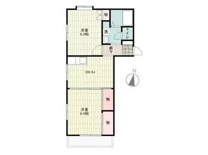 エステートピアときわ(2DK/1階)の間取り写真