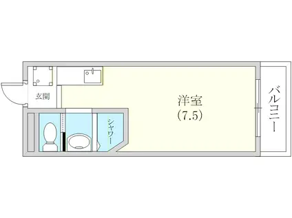 ローズガーデン(ワンルーム/2階)の間取り写真