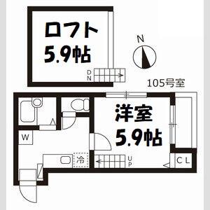 シェーネスハイム黒門(1K/1階)の間取り写真