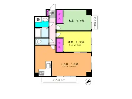 ワコーつきみ野ビレッジ(2LDK/2階)の間取り写真