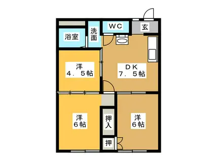 フォーラム(3DK/1階)の間取り写真