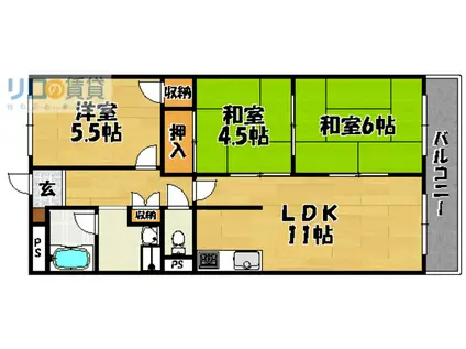 サンライズ御瑞宝I(3LDK/9階)の間取り写真