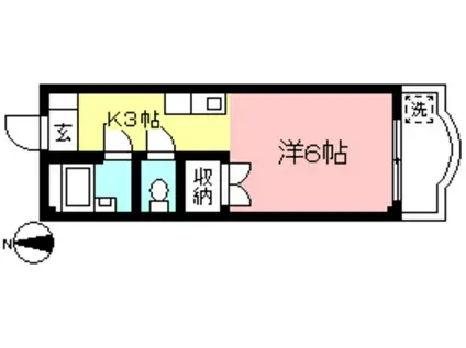 MIクレセント(1K/3階)の間取り写真