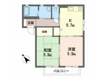 ルナコート(2K/1階)の間取り写真