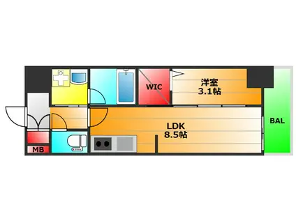 ALIVIS九条(1LDK/3階)の間取り写真