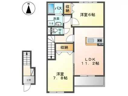 カサブランカ(2LDK/2階)の間取り写真