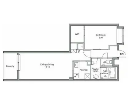 レジディア祐天寺(1LDK/6階)の間取り写真