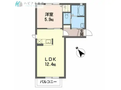 ルミエール城ヶ丘(1LDK/1階)の間取り写真