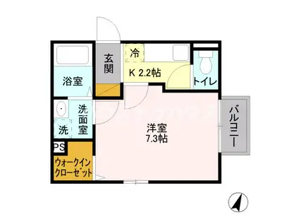 ヴィーブルJ(1K/1階)の間取り写真