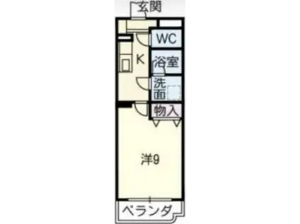 シーズンコート二ツ杁(1K/1階)の間取り写真