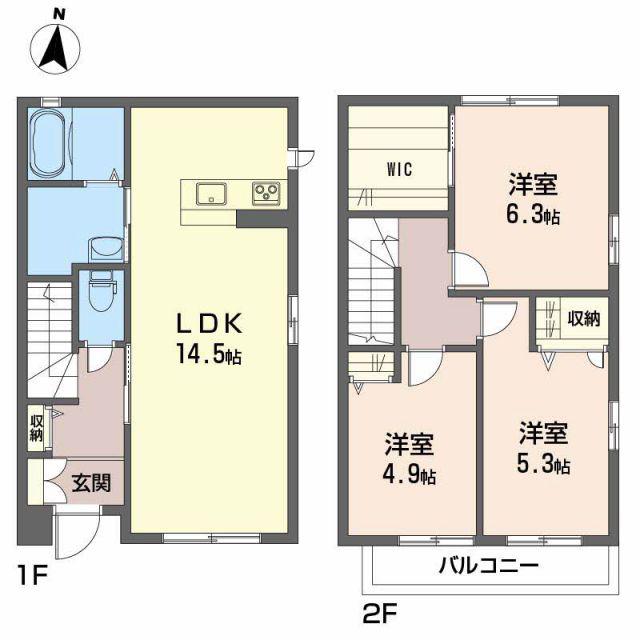 シャーメゾン向日葵 A棟(3LDK/1階)の間取り写真