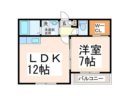 シャーメゾンUENO  I棟(1LDK/2階)の間取り写真