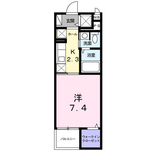 ラフレシール(1K/2階)の間取り写真
