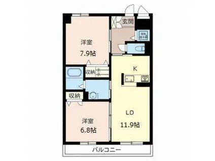 シャーメゾン大久保駅前(2LDK/3階)の間取り写真
