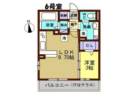 アトリエ ドゥ(1LDK/1階)の間取り写真