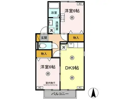 ルノワールII番館(2DK/2階)の間取り写真