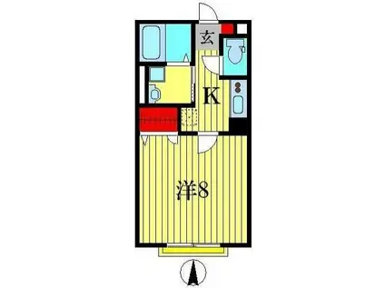 オリオン(1K/1階)の間取り写真