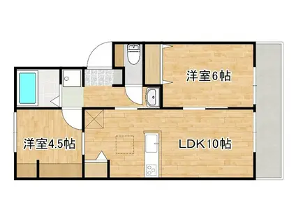 川那辺ハイツ(2LDK/1階)の間取り写真