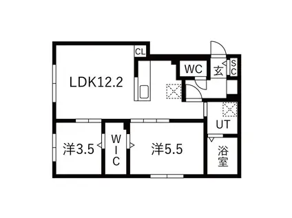 ONE-SOEN(2LDK/1階)の間取り写真