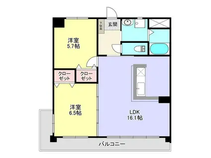 ソシア丸山(2LDK/3階)の間取り写真