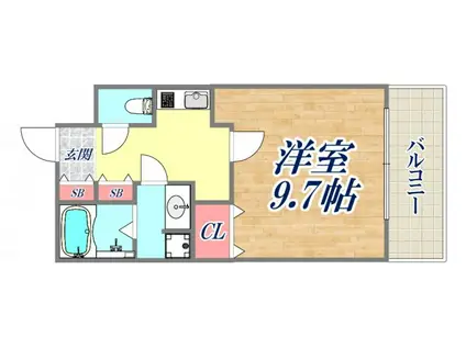 トア山手フラッツ(1K/8階)の間取り写真