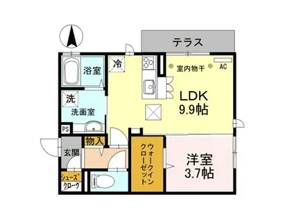 オッツ高田 A(1LDK/1階)の間取り写真