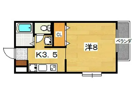 ア・リープガーデン(1K/2階)の間取り写真