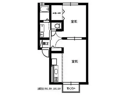 S-フラット(2K/1階)の間取り写真