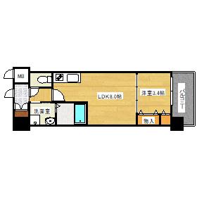N-CLAIR比治山本町(1LDK/8階)の間取り写真