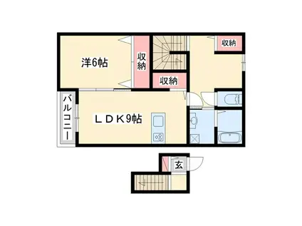 リガーレ天神東B棟(1LDK/1階)の間取り写真