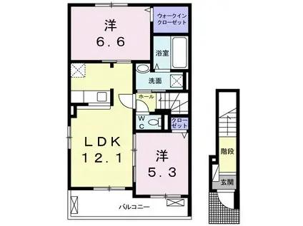 フクエレガンス・ルタンB(2LDK/2階)の間取り写真