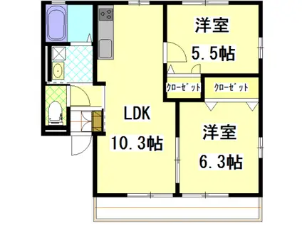 リーベンハイム(2LDK/1階)の間取り写真