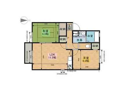 フラッツ久山(2LDK/2階)の間取り写真