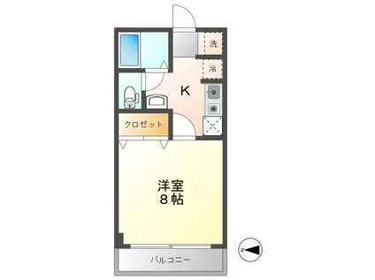 ミルキーウェイ(1K/2階)の間取り写真