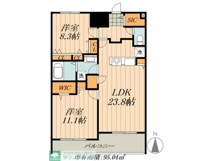 ロイジェント日吉(2LDK/12階)の間取り写真