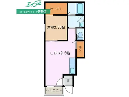 近鉄山田線 宇治山田駅 徒歩10分 2階建 築7年(1LDK/1階)の間取り写真