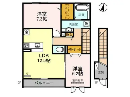 リジェールドゥ(2LDK/2階)の間取り写真