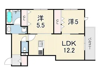 尼崎市南武庫之荘3丁目ヘーベルメゾン(2LDK/3階)の間取り写真
