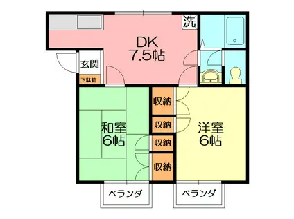 パレス小沢III(2DK/2階)の間取り写真