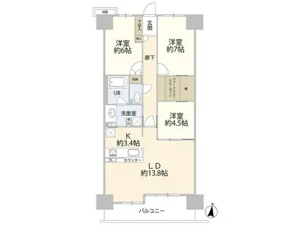 リーデンススクエア金山ウエスト(3LDK/5階)の間取り写真