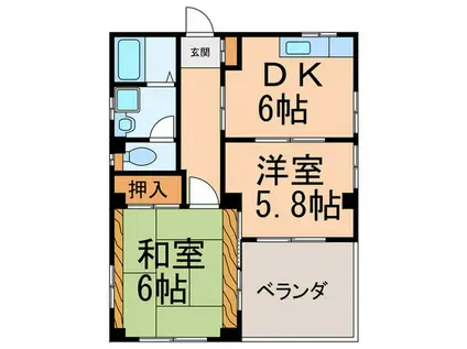 エクシブK(2DK/2階)の間取り写真