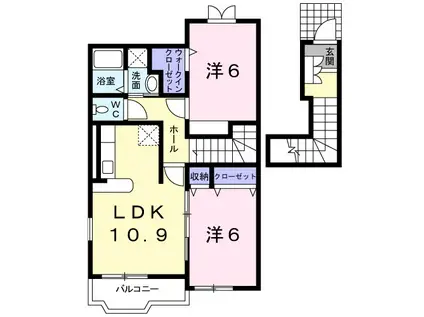 BRIGHT SQUAREII(2LDK/2階)の間取り写真