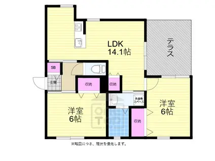 VILLA MASA 東棟(2LDK/1階)の間取り写真