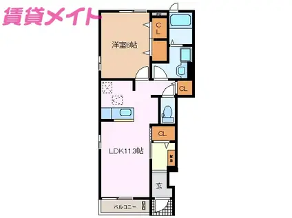 カサブランカ(1LDK/1階)の間取り写真
