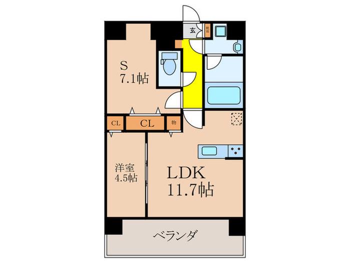 セイワパレス新大阪(1SLDK/4階)の間取り写真