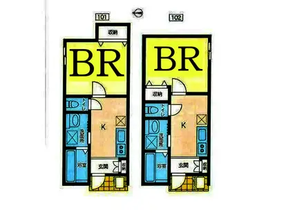 トップオブザヒル(1K/1階)の間取り写真