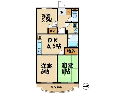 ブリージングタウンエミネンス(3DK/2階)の間取り写真